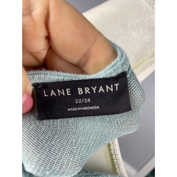 Lane Bryant, Sz. 22/24, Fits like 18, Light Blue Faux Wrap Sweater, Soft, Ruched - Picture 6 of 7
